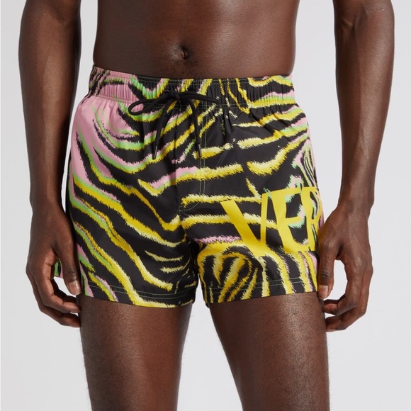 New Authentic Versace Animal Print Swim Trunks